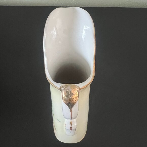 Vintage UCAGCO CHINA Hand Painted Japan Pitcher Vase Purple Flower ~ Gold Edging - Picture 13 of 14